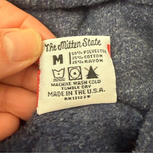 Mitten State Michigan Home Hoodie Hooded Sweatshirt Medium Navy USA - Picture 6 of 6